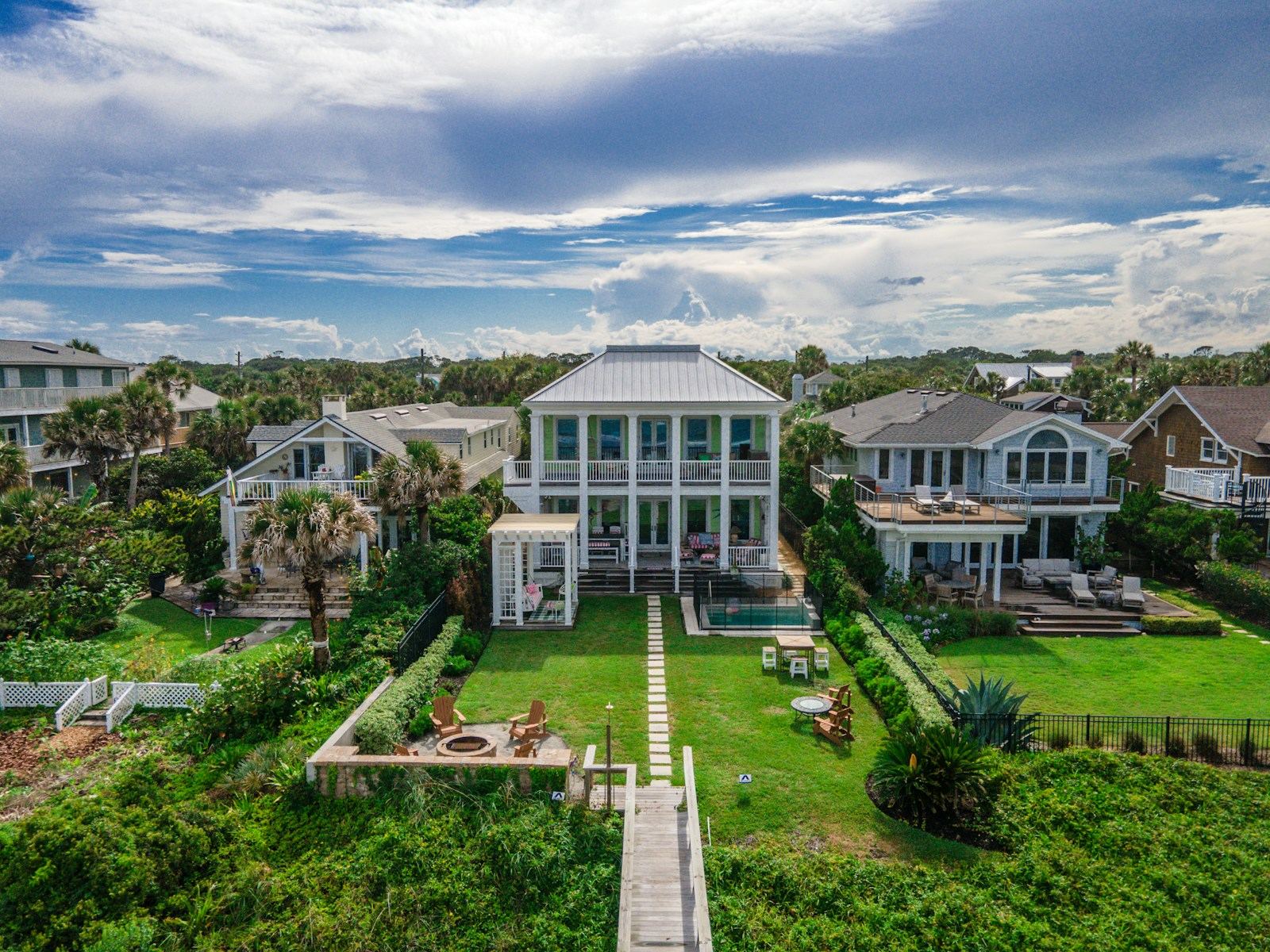 Aerial view of homes along the coast in northeast Florida